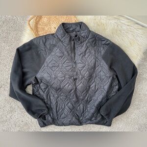 Fabletics Black The Loft Quilted Quarter Zip Fleece Jacket Onyx Size Large